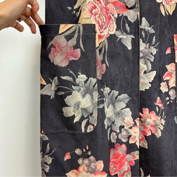 Anthropologie Solitaire Boho faux suede Long Line Sleeveless Floral Vest M - Picture 5 of 10